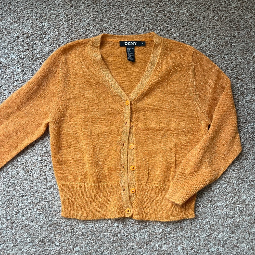 DKNY Shimmer Orange Cardigan